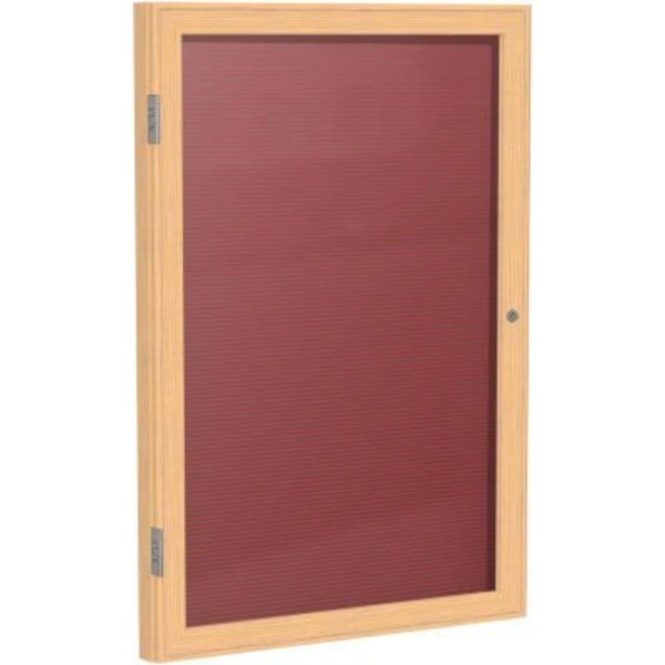 Ghent Ghent Enclosed Letter Board - 1 Door - Burgundy Letterboard w/Oak Frame - 36" x 24" PW13624B-BG